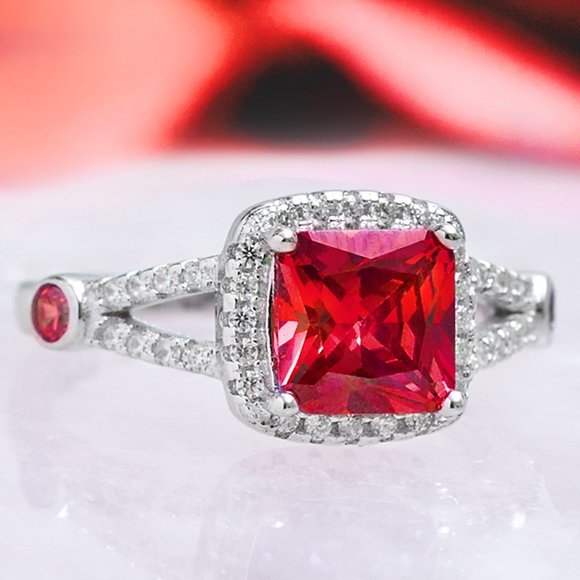 Red Ruby Gemstone Ring, 925 Sterling Silver Charmed Aroma Size 5 - Picture 1 of 9
